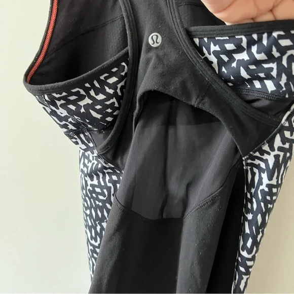 EB Lululemon Crossback Tank Top Black White Print Net Pop Mesh Back - Picture 12 of 16